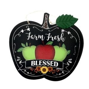 NWT Decorative Farmer's Farm Fresh Blessed Pumpkin Shape Signs
